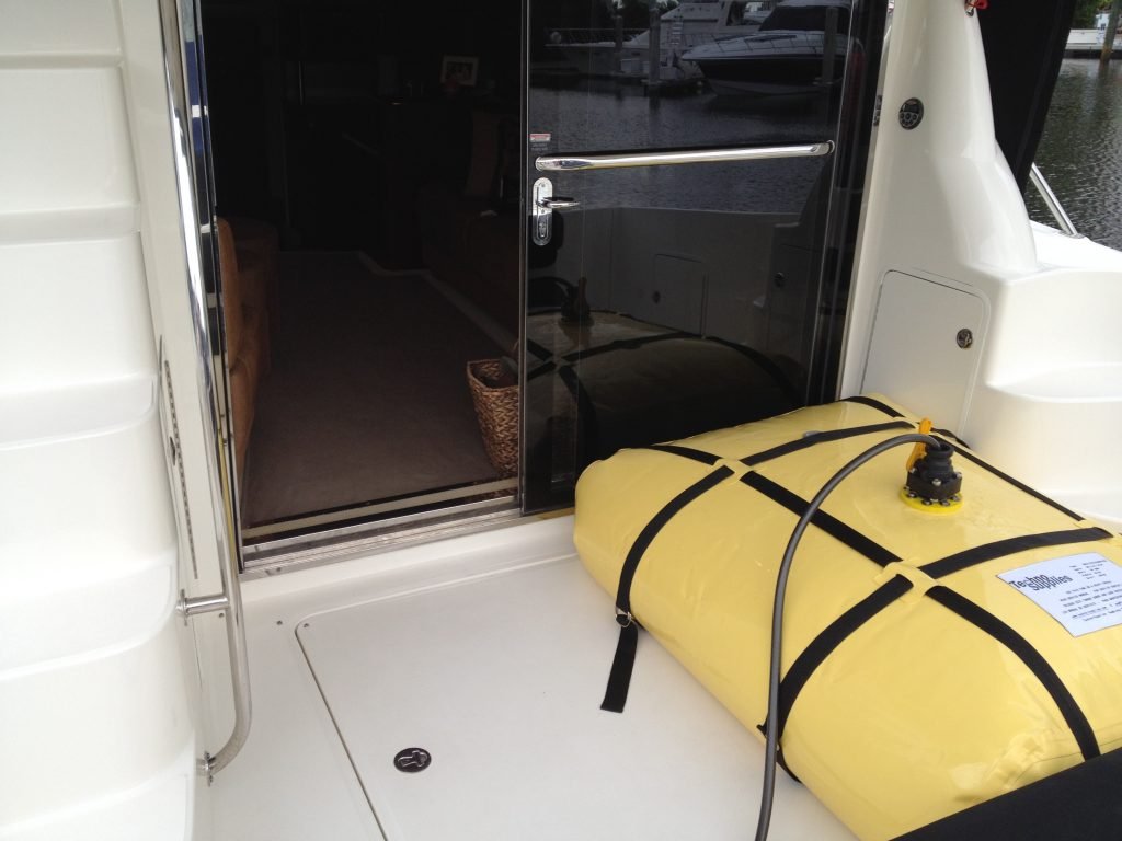 loaded marine fuel bladder on yacht