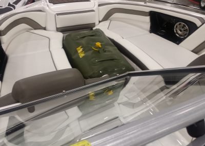 marine fuel bladder on bimini front