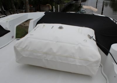 Fuel bladder on yacht upper deck