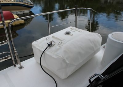 Fuel bladder on yacht deck